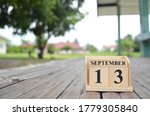 September 13, Number cube with a natural background.