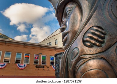 September 14, 2018 - Juneau, Alaska: Bronze Sculpture By Native Tlingit Artist Stephen Jackson.