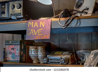 September 15, 2018 Michigan USA;; Man Cave Stuff For Sale, Vintage Items The Wife Already Threw Out