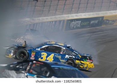 September 16, 2018 - Las Vegas, Nevada, USA: Kurt Busch (41) Matt DiBenedetto (32) Crash Through Turn 4 South Point 400 At Las Vegas Motor Speedway In Las Vegas, Nevada.