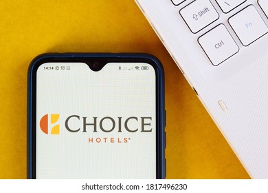 September 18, 2020, Brazil. In This Photo Illustration Of The Choice Hotels International Logo Seen Displayed On A Smartphone