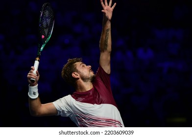 September 18, 2022 - Les Arènes De Metz, Metz, France, Moselle Open - Switzerland’s Stan Wawrinka Playing Serbia’s Laslo Djere In 1st Round Of Qualifying.