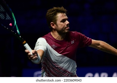 September 18, 2022 - Les Arènes De Metz, Metz, France, Moselle Open - Switzerland’s Stan Wawrinka Playing Serbia’s Laslo Djere In 1st Round Of Qualifying.