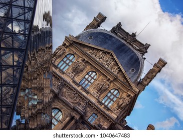 September 2016 - Paris, France -
 Museum Reflection On The Pyramid Glass In Le Louvre