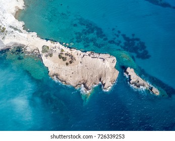 September 2017: Aerial View Of Fourni Beach, Rodos Island, Aegean Greece