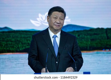 September, 2018 - Vladivostok, Primorsky Krai - Chairman of the People's Republic of China Xi Jinping's Quit at the Eastern Economic Forum in Vladivostok