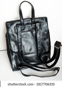 September 2020, Swansea UK-Product Photography Of Vintage Lorenz Accessories Small Back Pack, Leather, Black