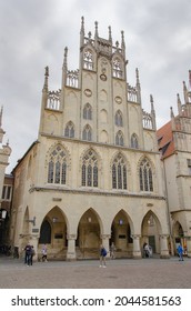 Münster September 2021:
The Historic Town Hall Of Münster In Westphalia On Prinzipalmarkt Is One Of The City's Landmarks, Along With St. Paulus Cathedral.