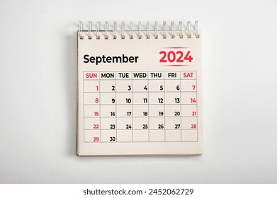 September 2024. Resolution, strategy, solution, goal, business and holidays. Date - month September 2024. Page of annual monthly calendar - September 2024