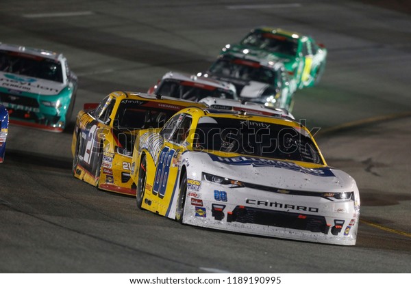 September 21, 2018 -\
Richmond, Virginia, USA: Dale Earnhardt Jr (88) races through the\
field off turn two at the Go Bowling 250 at Richmond Raceway in\
Richmond, Virginia.
