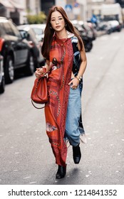 September 22, 2018: Milan, Italy -  Street Style Outfit During Milan Fashion Week - MFWSS19