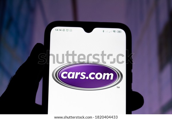 September 23, 2020, Brazil. In\
this photo illustration the Cars.com logo seen displayed on a\
smartphone