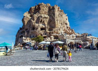 September 24, 2021. Nevşehir, Turkey. The Uçhisar castle was transformed into its current form due to the wind and rain that the lava and ashes were exposed to over time.