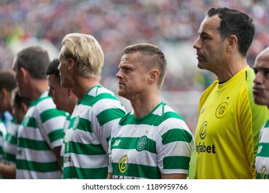 September 25th, 2018, Cork, Ireland - Damien Duff Line Up At Pairc Ui Chaoimh Pitch Before The Start Of The Liam Miller Tribute Match Between Ireland And Celtic XI Vs Manchester United XI.