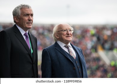 September 25th, 2018, Cork, Ireland - Ireland President Michael D. Higgins At Pairc Ui Chaoimh Pitch For The Liam Miller Tribute Match Between Ireland And Celtic XI Vs Manchester United XI.