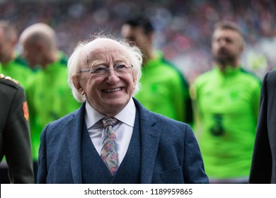 September 25th, 2018, Cork, Ireland - Ireland President Michael D. Higgins At Pairc Ui Chaoimh Pitch For The Liam Miller Tribute Match Between Ireland And Celtic XI Vs Manchester United XI.