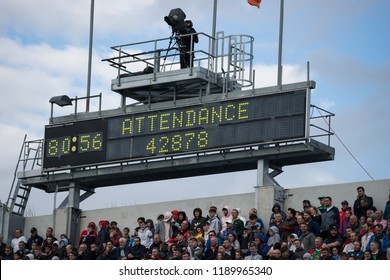 September 25th, 2018, Cork, Ireland - Board Showing The Attendance At The Liam Miller Tribute Match Between Ireland And Celtic XI Vs Manchester United XI.