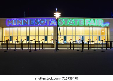 SEPTEMBER 29, 2017 - MINNEAPOLIS, MN : Closed For The Night Ticket Booth At The Entrance Of The Minnesota State Fair In Minneapolis, MN On September 29, 2017