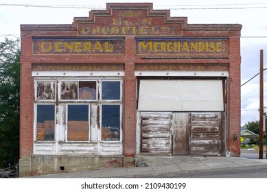 September 6, 2013, Old Facade And Painted Sign Of General Merchandise Store, Wasco,