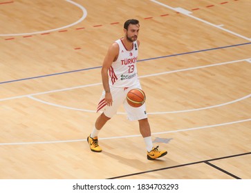 September 9, 2014 At Barcelona In 2014 FIBA ​​World Basketball Championship Group C Turkey's Ender Arslan Also Takes The Ball During The Match Turkey-Lithuania National Team.