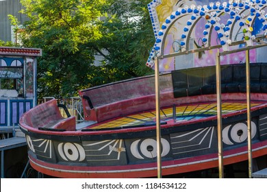 September 9, 2018; Seoul, South Korea: Old Dirty Tilt A Whirl Decaying At Bankrupt Amusement Park.