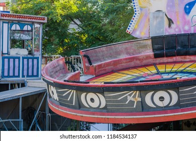 September 9, 2018; Seoul, South Korea: Old Dirty Tilt A Whirl Decaying At Bankrupt Amusement Park.