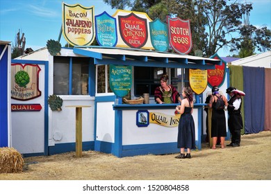 September ‎15, ‎2019 Hollister California. USA  One Of The Many Food Booths At The Northern California Renaissance Faire.