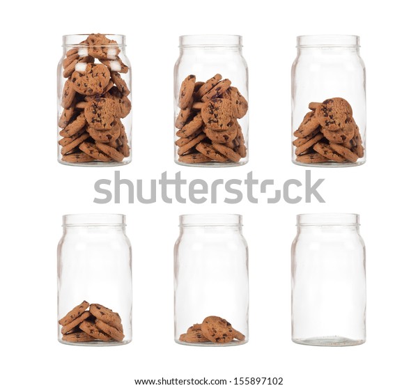 Sequence Jar Cookies Full Empty Isolated Stock Photo Edit Now 155897102