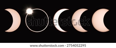 Sequence of the phases of the annular solar eclipse in darkness. Image taken with a solar filter.