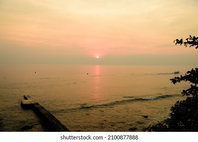 Sequence shot of a Filipino Banka boat at sunset.  
