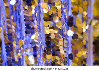 Sequins Make Up A Nice Material For A Photobooth Backdrop At A Wedding Reception In Oregon.