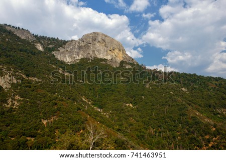 Sequoia National Park, California, USA: View of Moro Rock from underneath (famous granite dome formation that can be used as stairway to hike to the top). One of the most popular places in the Park.