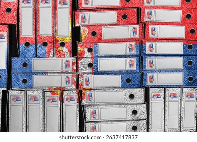 Serbia Flag Colors Folder Stack, Bureaucracy and Government Administration Concep