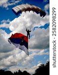 Serbian Army paratrooper in the sky
