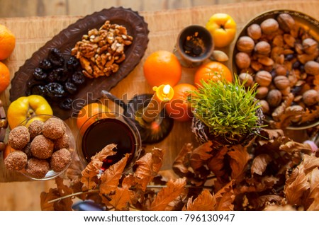 serbian christmas eve food decoration with oak branch and candle above view on slavic custom - When Is Serbian Christmas serbian christmas eve food decoration with oak branch and candle above view on slavic custom - When Is Serbian Christmas