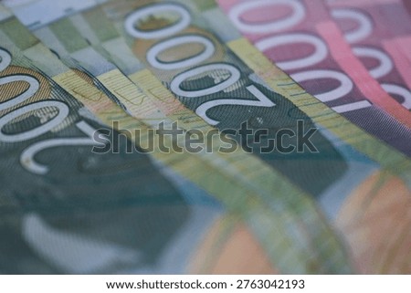 Serbian dinar banknotes background, different denominations dinar cash serbian currency