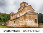 Serbian Orthodox Monastery Sopocani, 13th Century, Serbia. Overview of a monastery close to serbian city of Novi Pazar