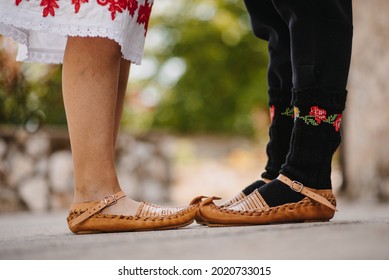 Serbian traditional folk costume 
traditional footwear - slippers