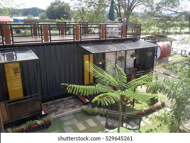 SERDANG, MALAYSIA -DECEMBER 03, 2016: A House Made From Refurbish Shipping Container. 