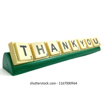 Seremban, Malaysia - 28 August 2018 : Scrabble Letters Forming Word THANK YOU On Isolated White Background.