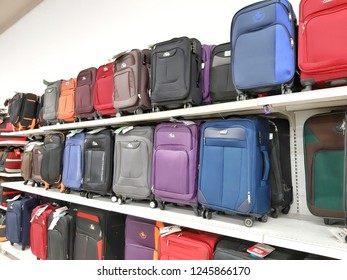 Seremban, Malaysia - 30 November 2018 : Varius colour, pattern and brand of Travel bag for sell on supermarket. - Shutterstock ID 1245866170