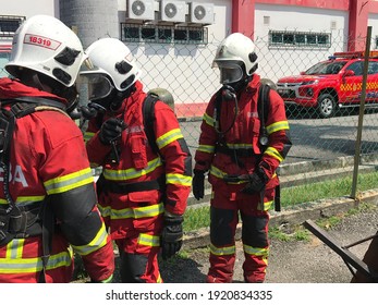 Seremban, Malaysia, February 17, 2021- Special Fire Department of the Fire and Rescue Department of Malaysia, conducts training to improve skills for firefighters