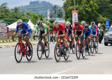 SEREMBAN, MALAYSIA - Oct 11, 2022: A Shot Of Cyclists During The Le Tour De Langkawi (LTdL) Bicycle Race In Malaysia