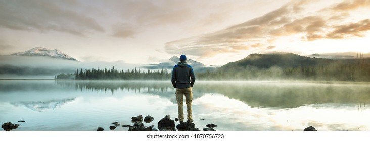 Serene schöne See in Morgenbergen, Oregon, USA.