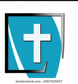 Serene blue and pure white Christian logo positioned in the bottom right, integrating the letters 'S', 'H', 'M' with a cross, suitable for digital platforms and print media