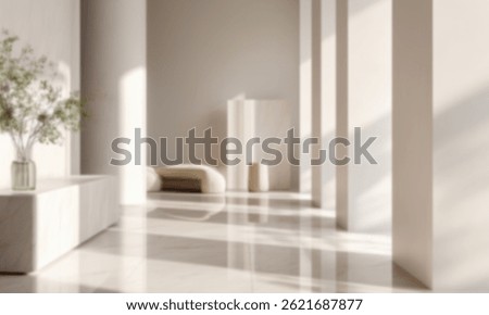 A serene and minimalist interior space featuring soft natural light and elegant design elements.
