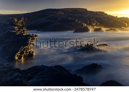 Similar – Image, Stock Photo Rocky cliff with sunset on the horizon