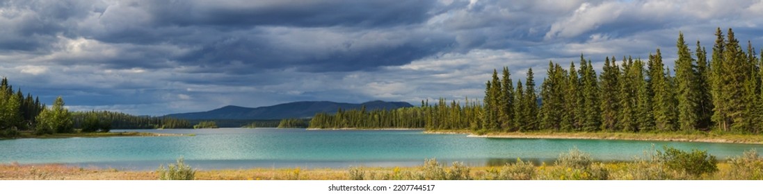 Serene Scene By The Mountain Lake In Canada