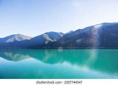 Serene Scene By The Mountain Lake In Canada