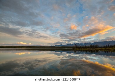 Serene Scene By The Mountain Lake In Canada